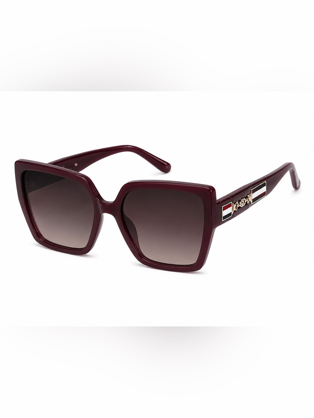 Women's Oversized Square Sunglasses - Dark Burgundy - Picture 2 of 4